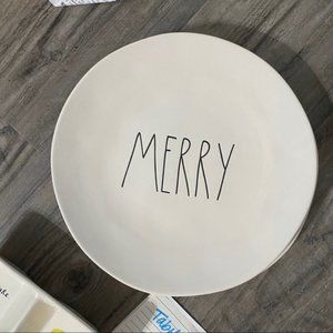 Rae Dunn White Ceramic Merry Jingle Large Plates